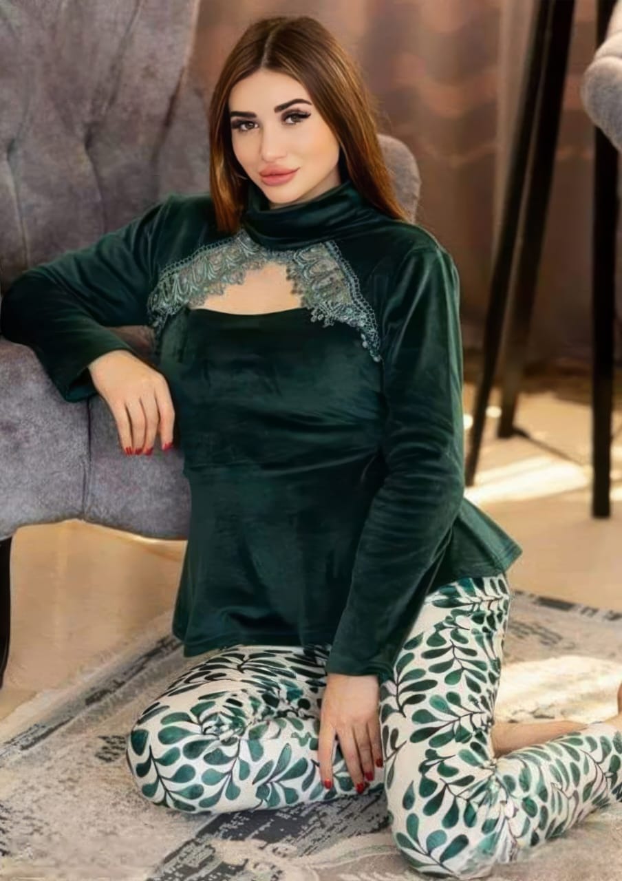 Green Velvet Home Set with Lace ✨