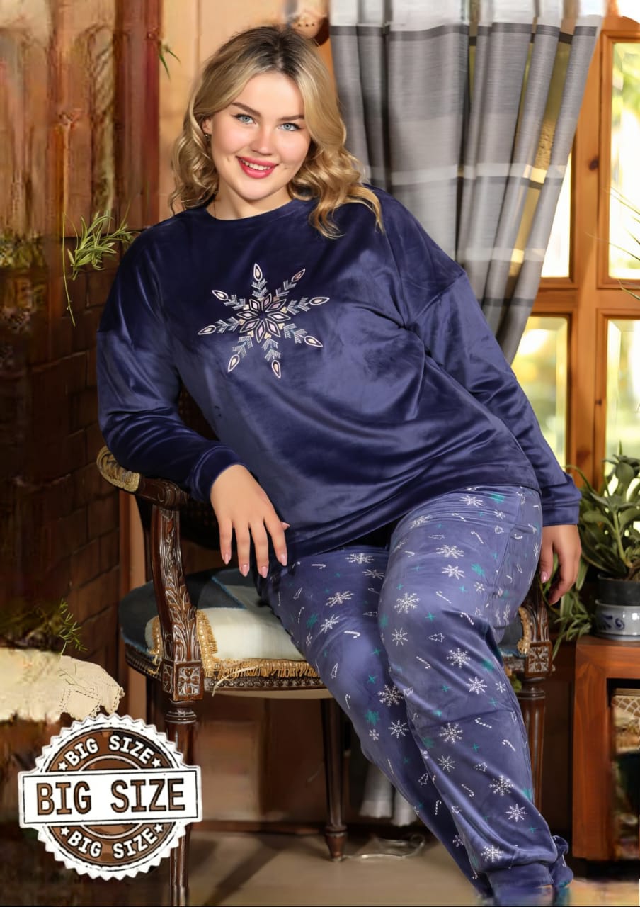 Navy Blue Big Size Velvet Winter Set (80–110 kg)✨💙