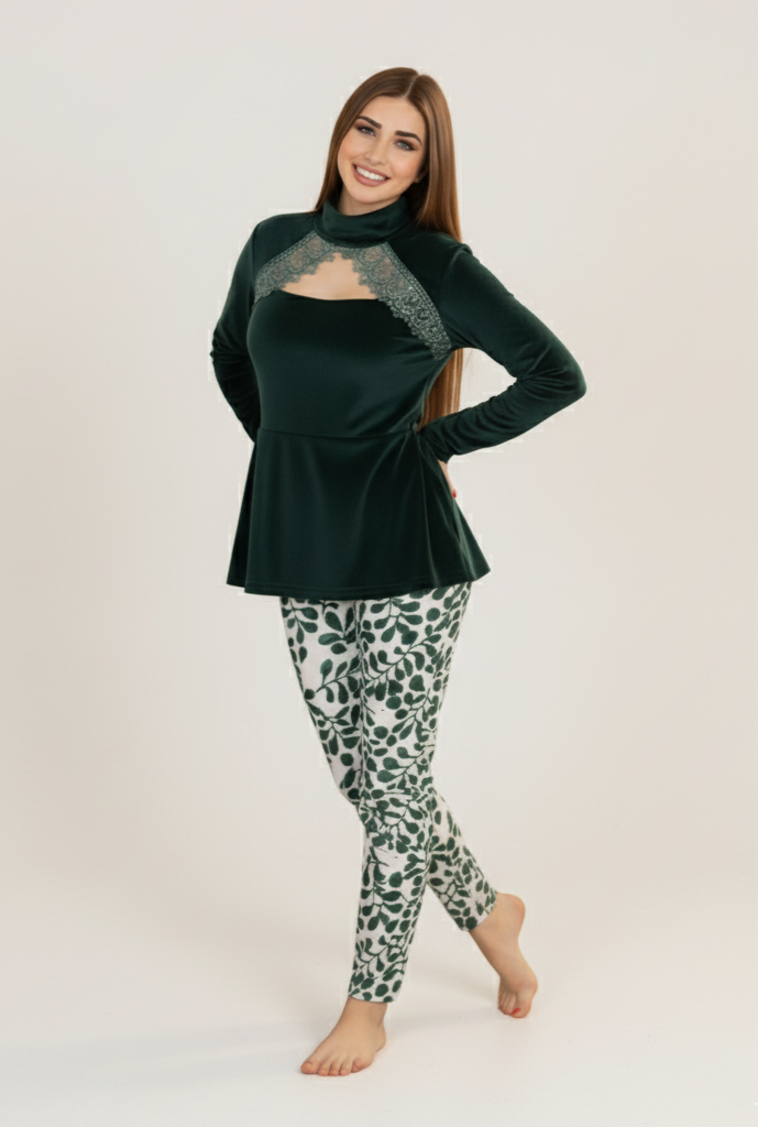 Green Velvet Home Set with Lace ✨